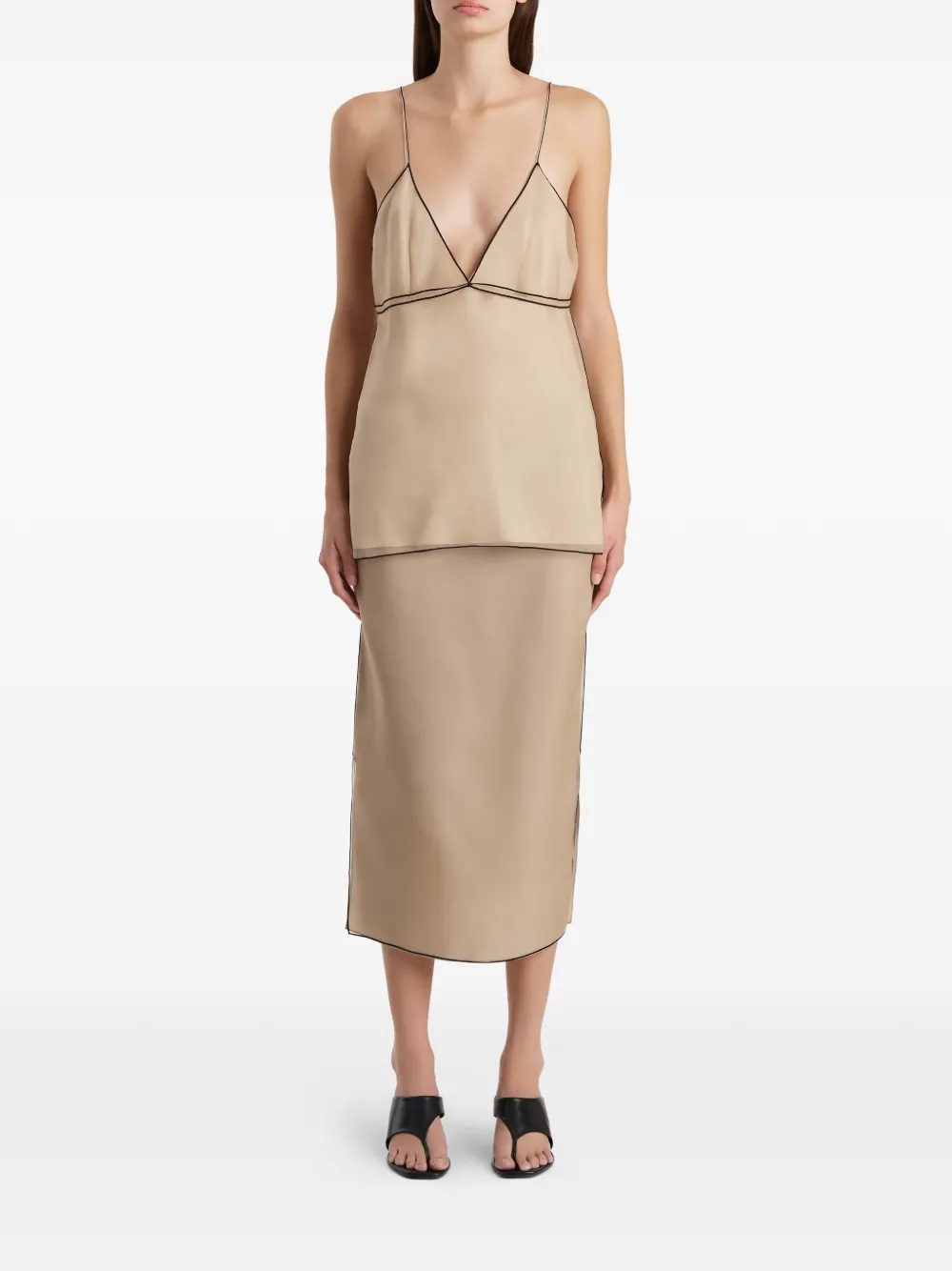 KHAITE Syndi zijden rok Beige