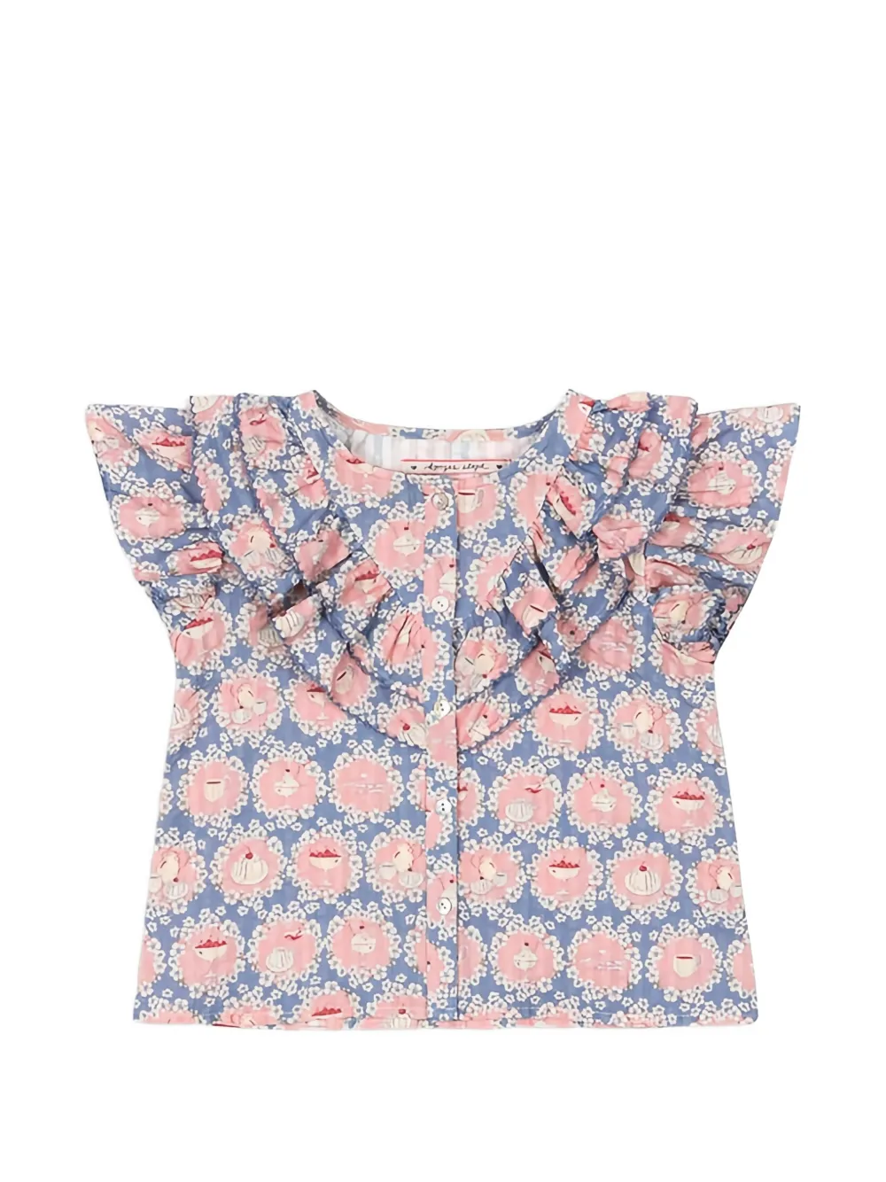 Konges Sløjd ruffled print top - Blu