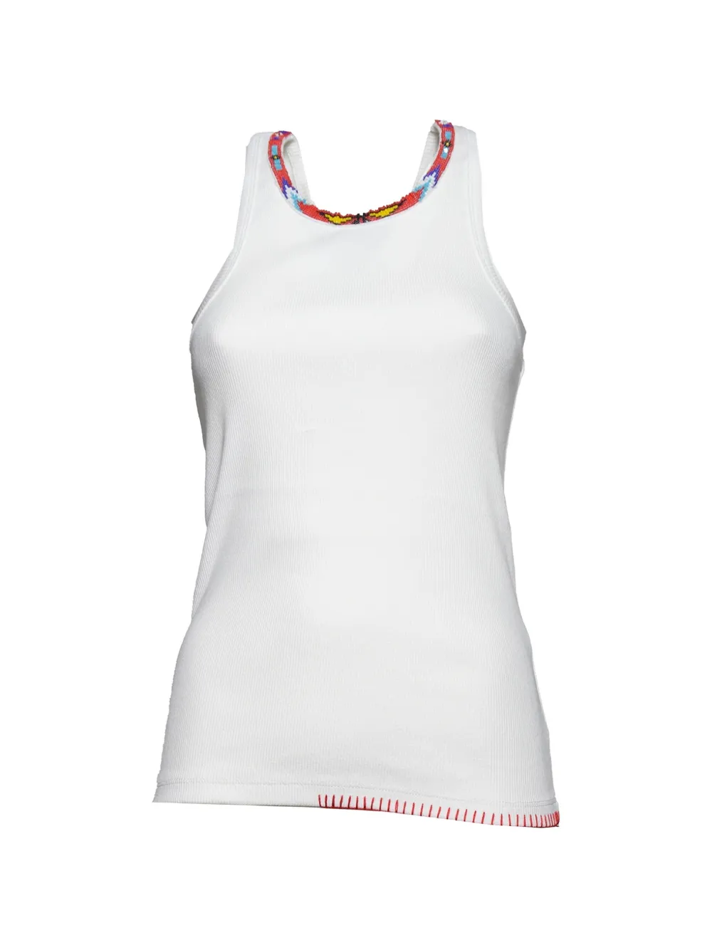 FRONT STREET 8 bead-embellished ribbed tank top - Bianco
