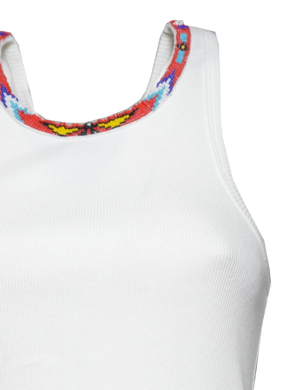 FRONT STREET 8 Geribbelde tanktop verfraaid met kralen Wit