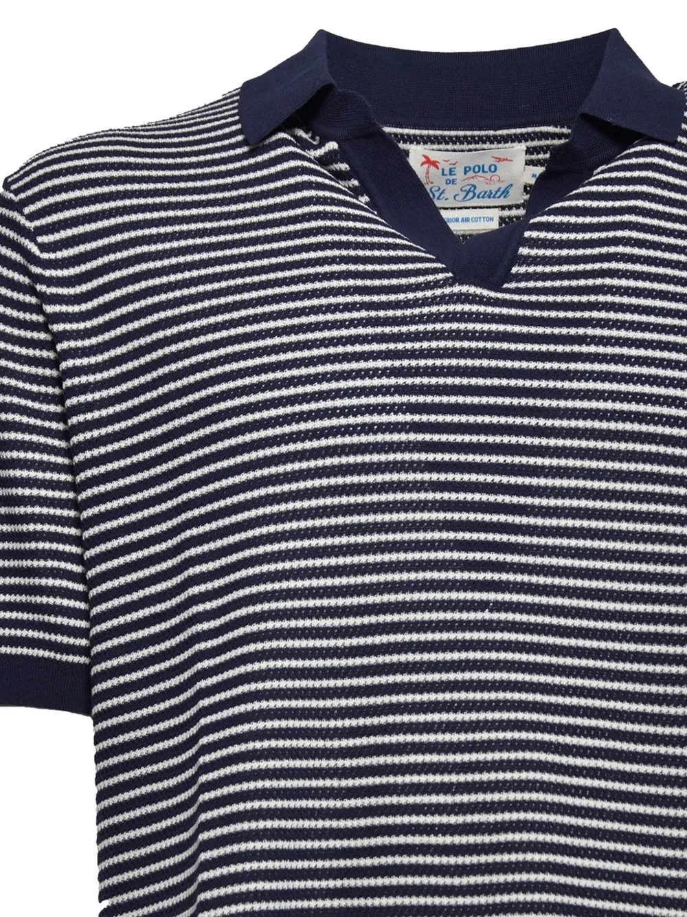 MC2 Saint Barth Gestreept T-shirt met open kraag Blauw