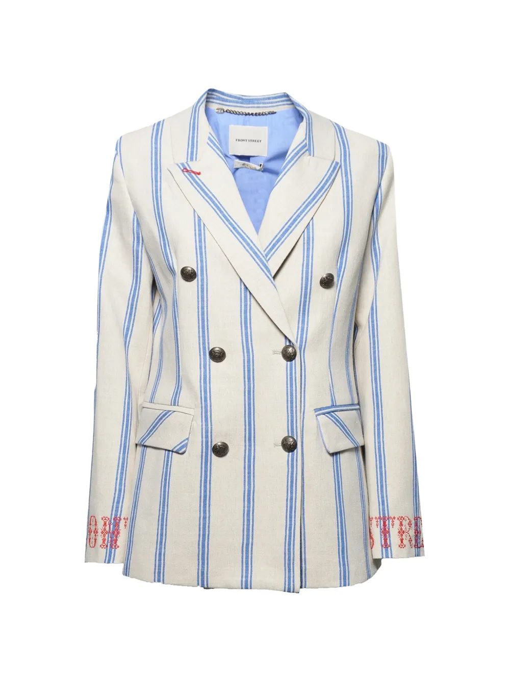 FRONT STREET 8 striped double-breasted blazer - Toni neutri