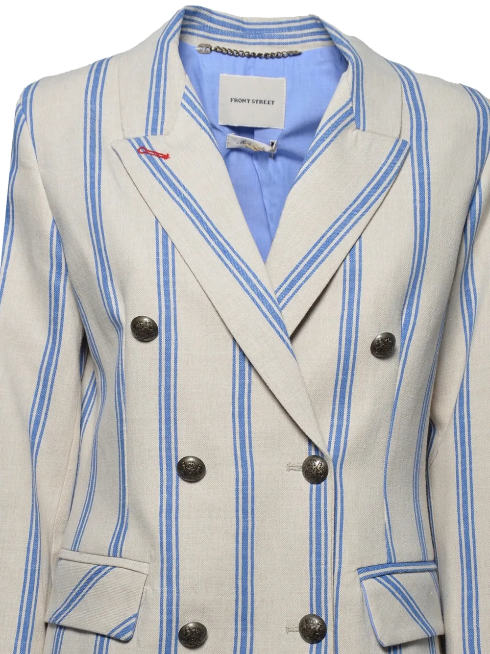  Front Street 8 Striped Double-breasted Blazer - Neutrals 