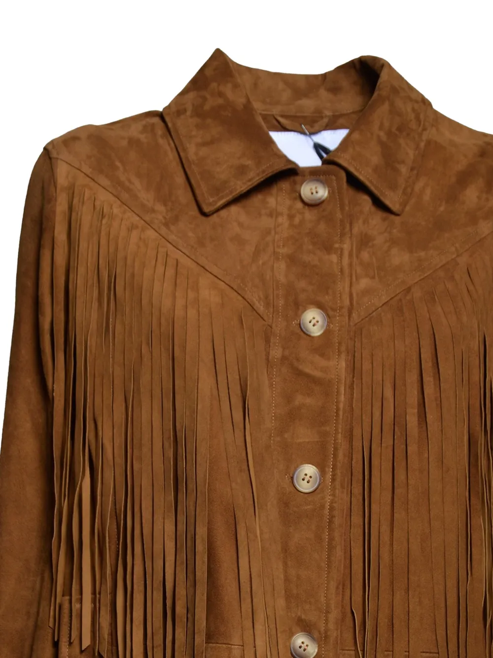  Blusotto Fringed Leather Jacket - Brown 