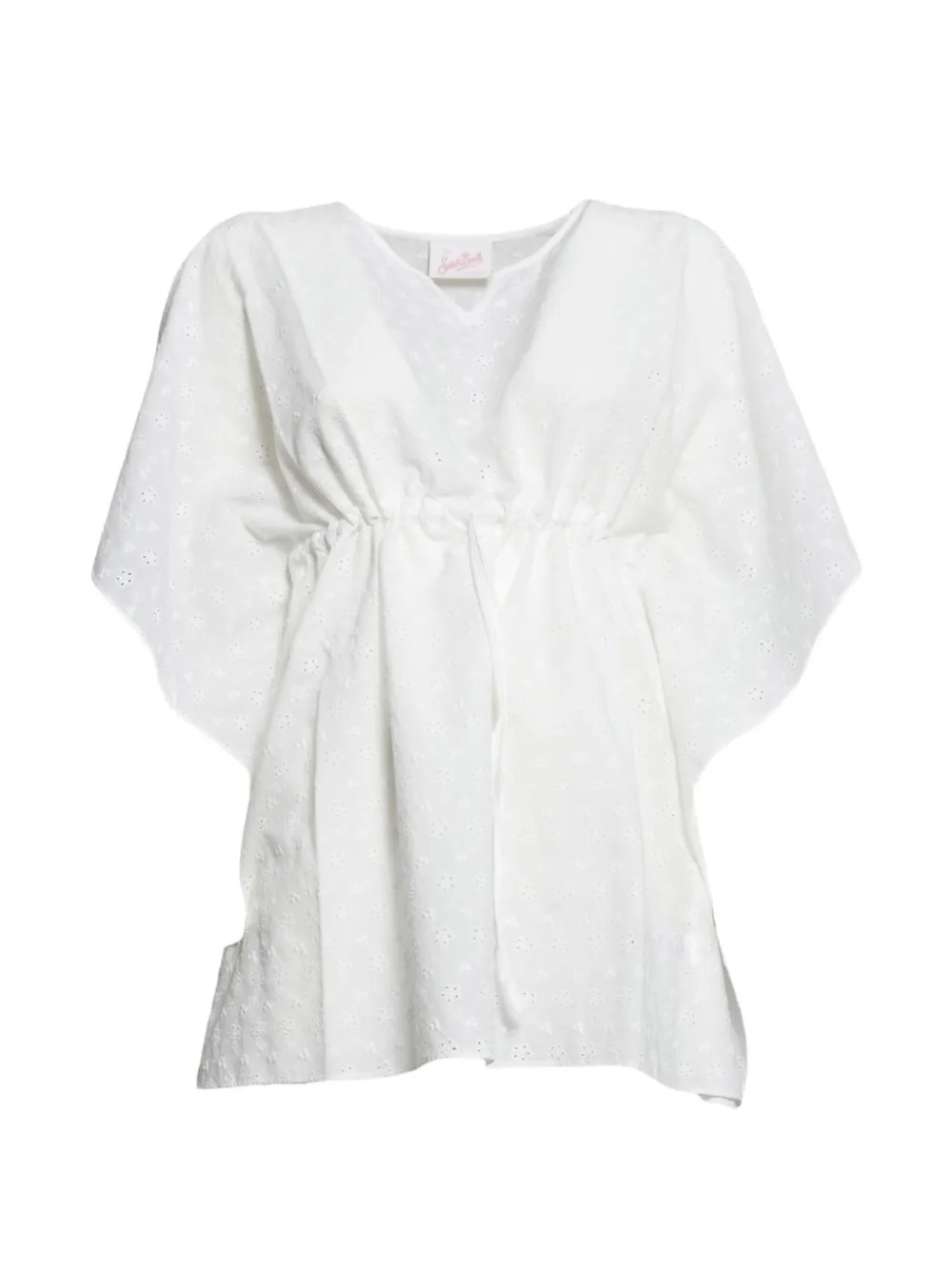 MC2 Saint Barth Kids Kate broderie-anglaise drawstring-waist kaftan dress - Bianco
