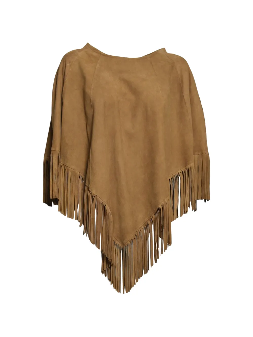 blusotto Irene fringed poncho - Braun