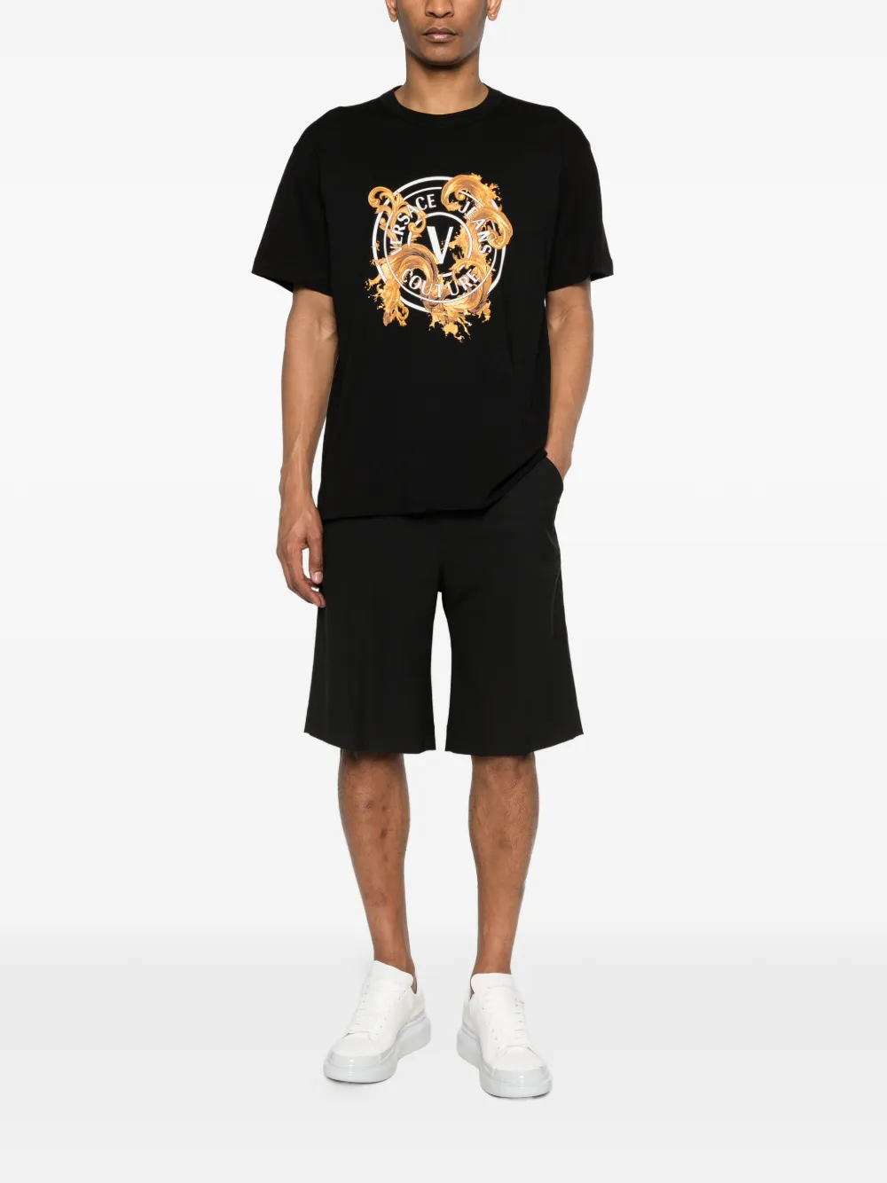 Versace Jeans Couture Katoenen T-shirt met logoprint Zwart