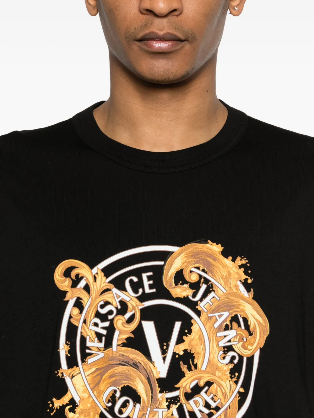 Versace Jeans Couture Katoenen T-shirt met logoprint Zwart