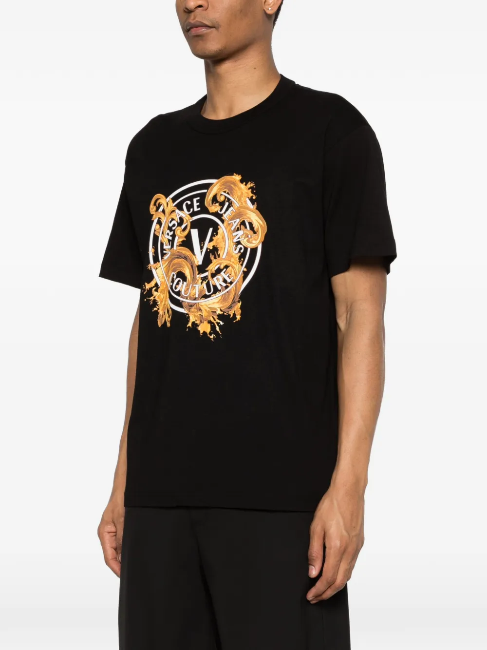 Versace Jeans Couture Katoenen T-shirt met logoprint Zwart