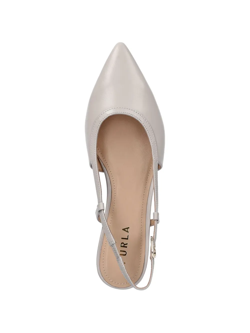 Furla Leren ballerina's met puntige gesp Grijs