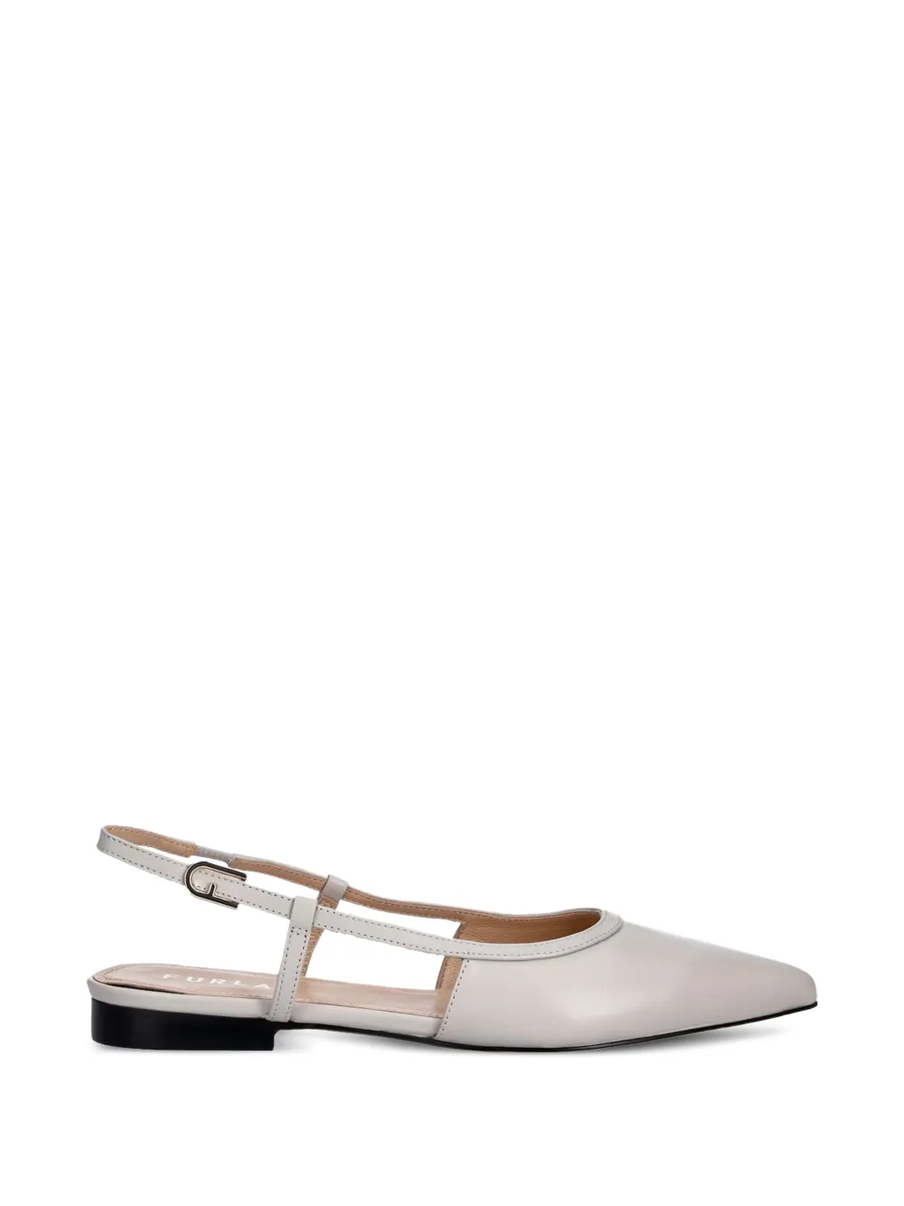 Furla pointed buckle leather ballet flats - Grigio
