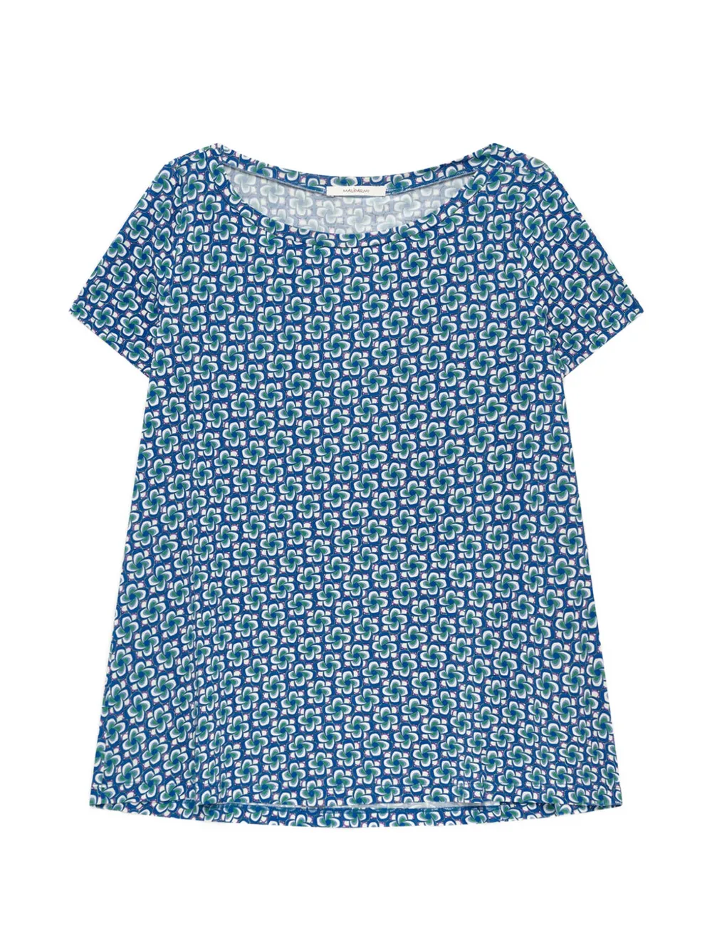 MALIPARMI geometric print boat neck T-shirt - Blu