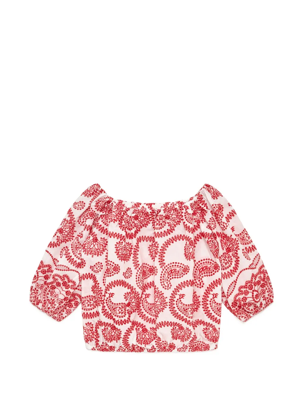 MALIPARMI off-shoulder paisley broderie top - Rosso