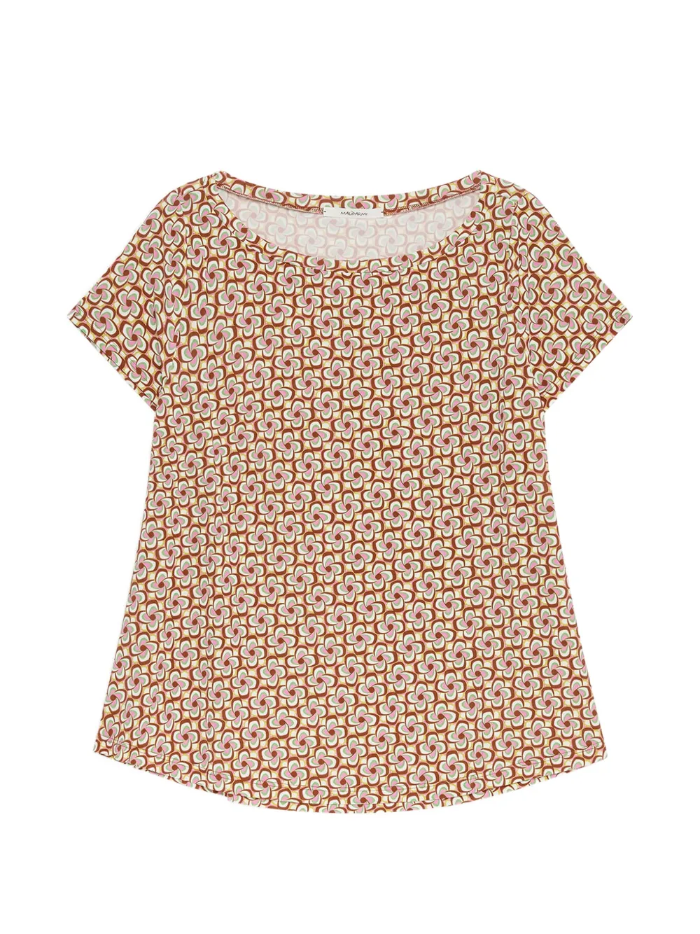 MALIPARMI boat neck geometric print T-shirt - Marrone