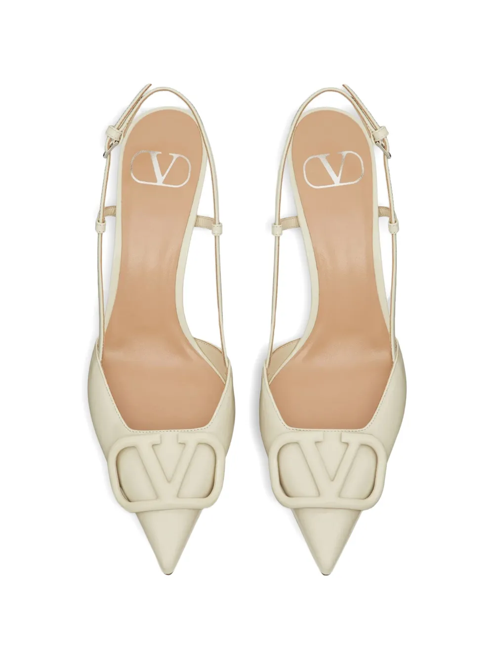 Valentino Garavani VLogo patent-leather pumps Beige