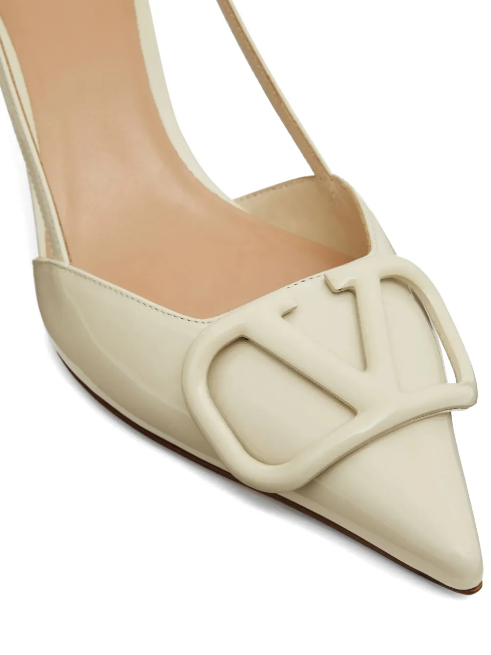 Valentino Garavani VLogo patent-leather pumps Beige