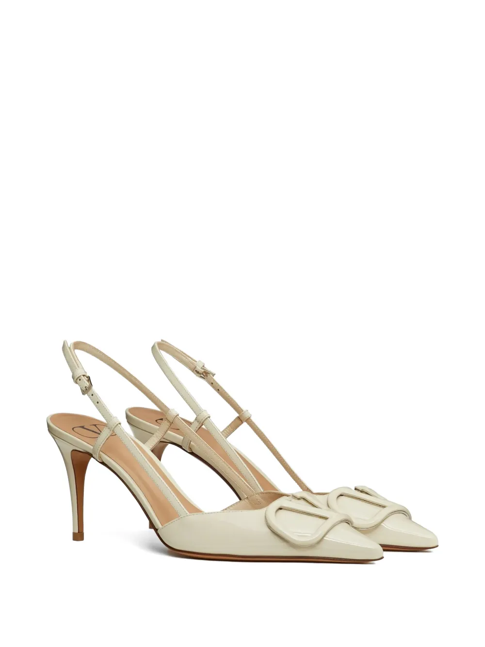 Valentino Garavani VLogo patent-leather pumps Beige