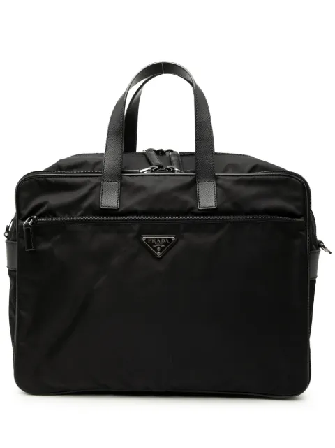 Prada Pre-Owned 2013-2025 Saffiano Trimmed Tessuto business bag
