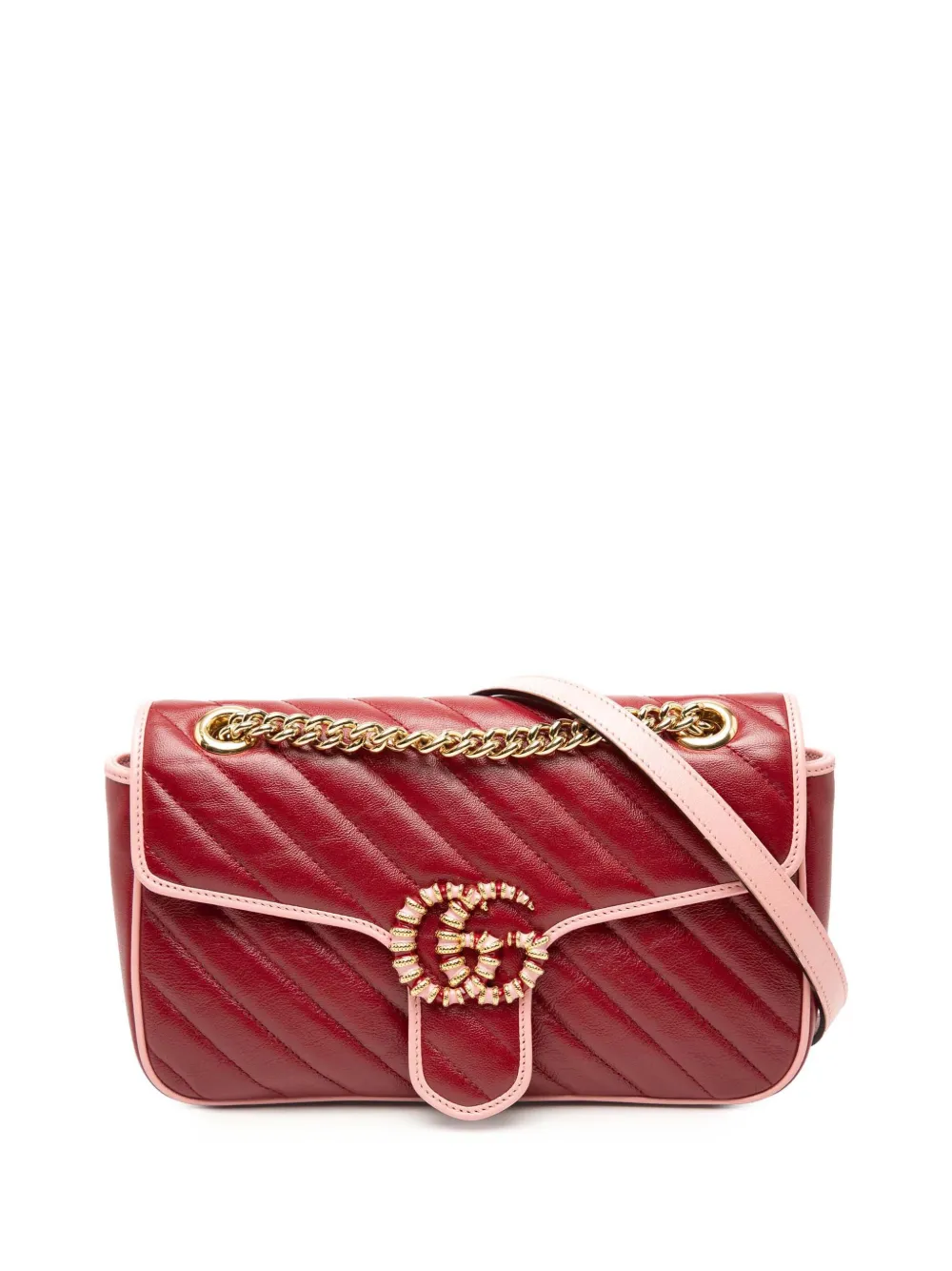 Gucci Pre-Owned 2016-2025 Medium GG Marmont Matelasse Diagonal Leather Torchon shoulder bag - Rosso