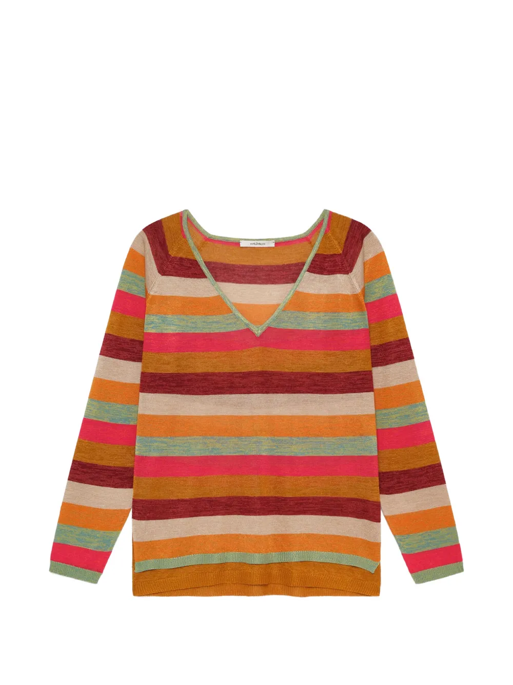 MALIPARMI striped V-neck sweater - Rosso