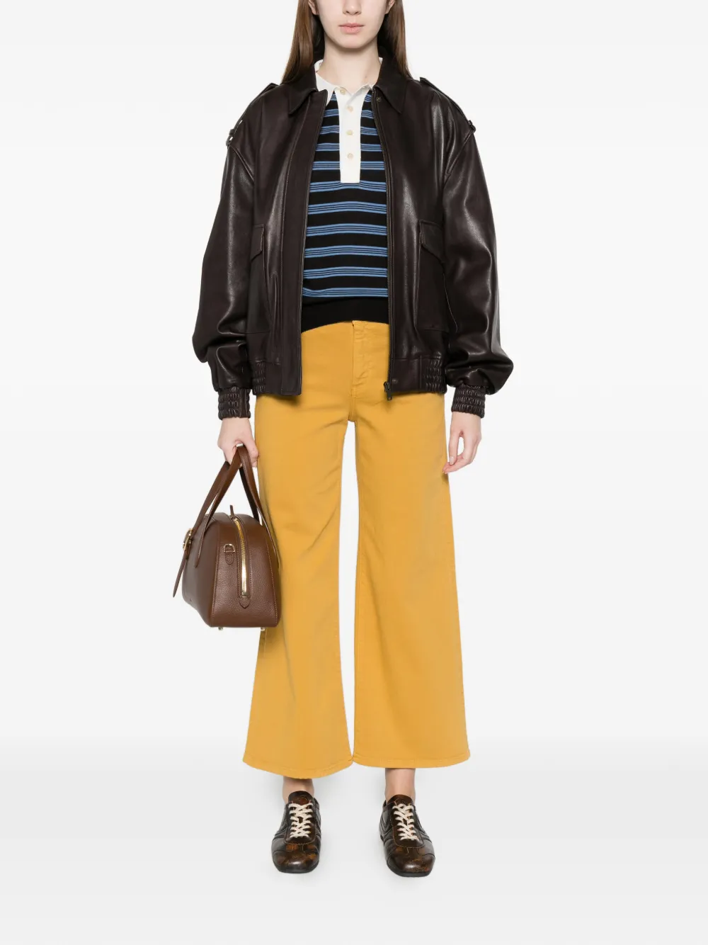  Ag Jeans Wide Leg Crop Jeans - Yellow 