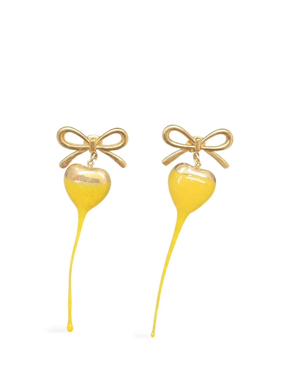 Ottolinger bow-detail heart-drop earrings - Oro