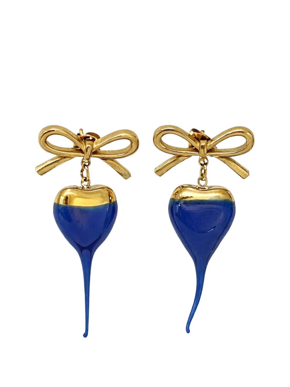 Ottolinger bow-detail heart-drop earrings - Oro