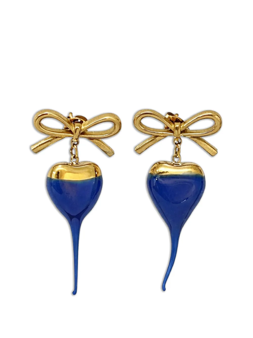 Ottolinger bow-detail heart-drop earrings - Oro