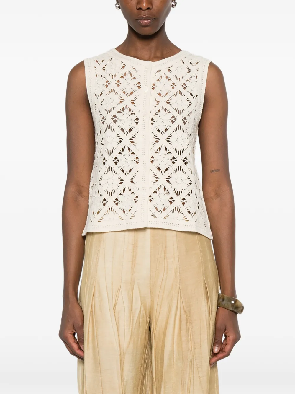  Yerse Openwork Knit Top - Neutrals 