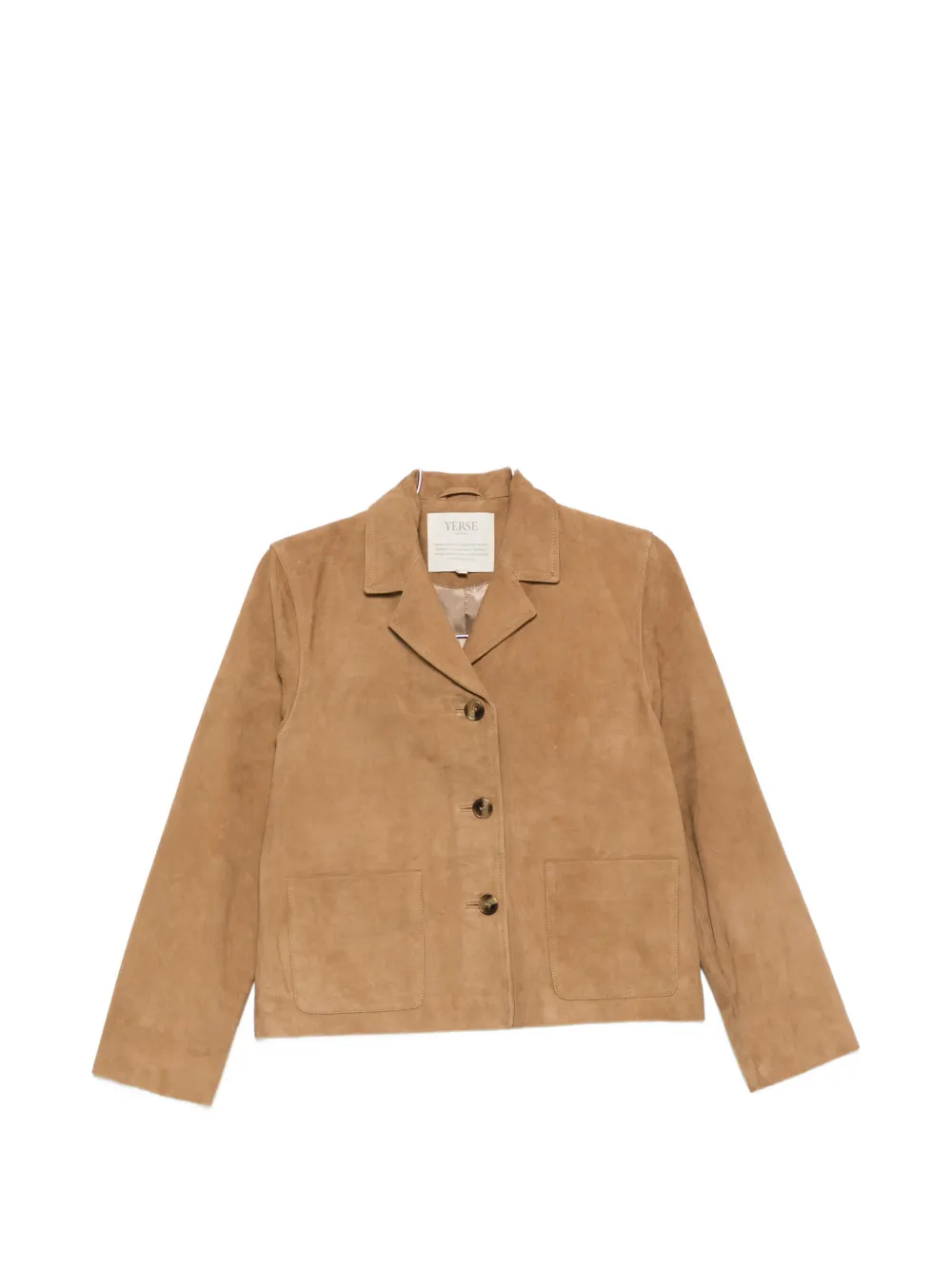 YERSE notched-lapel suede jacket - Marrone