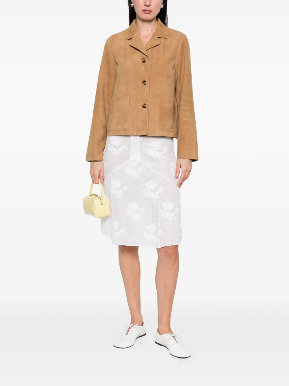  Yerse Notched-lapel Suede Jacket - Brown 