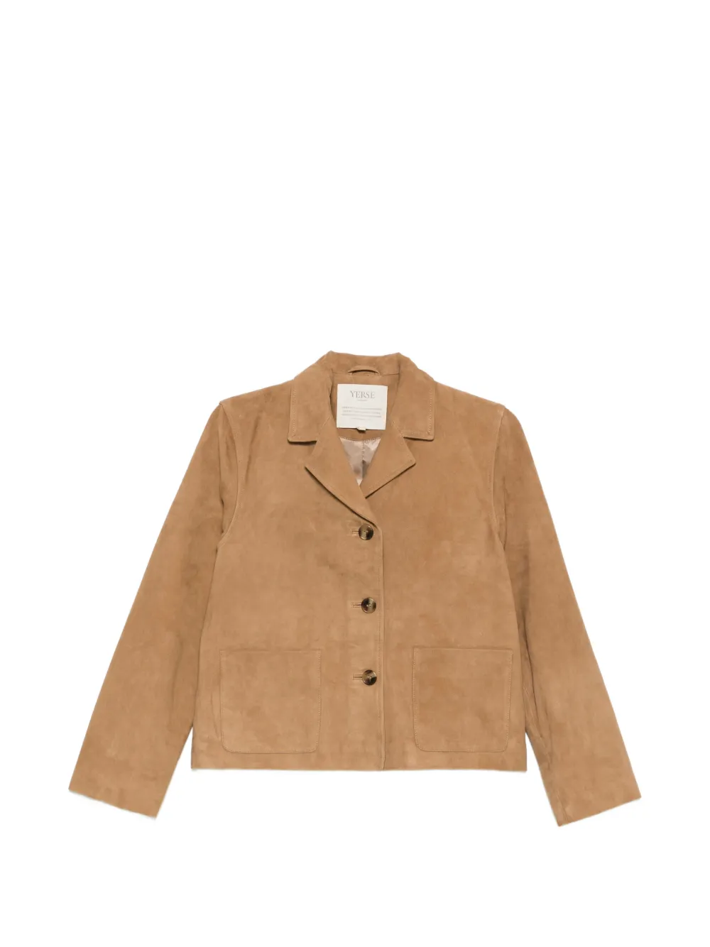YERSE notched-lapel suede jacket - Marrone