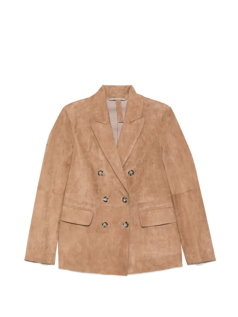 The Jackie Leathers double-breasted suede blazer - Toni neutri