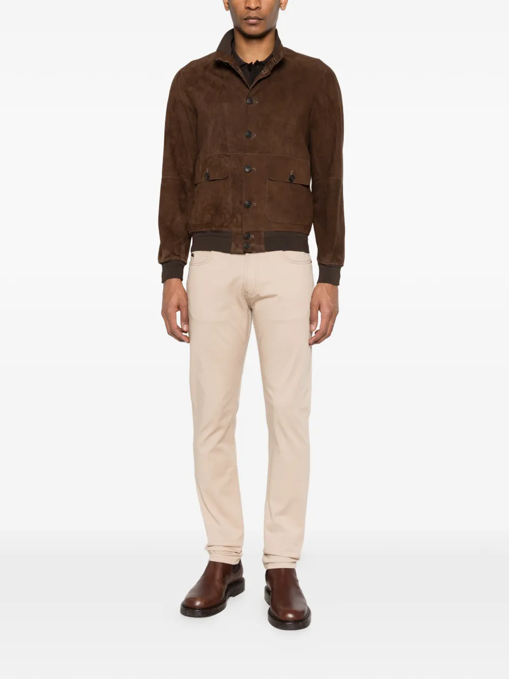  The Jackie Leathers Button Pocket Jacket - Brown 