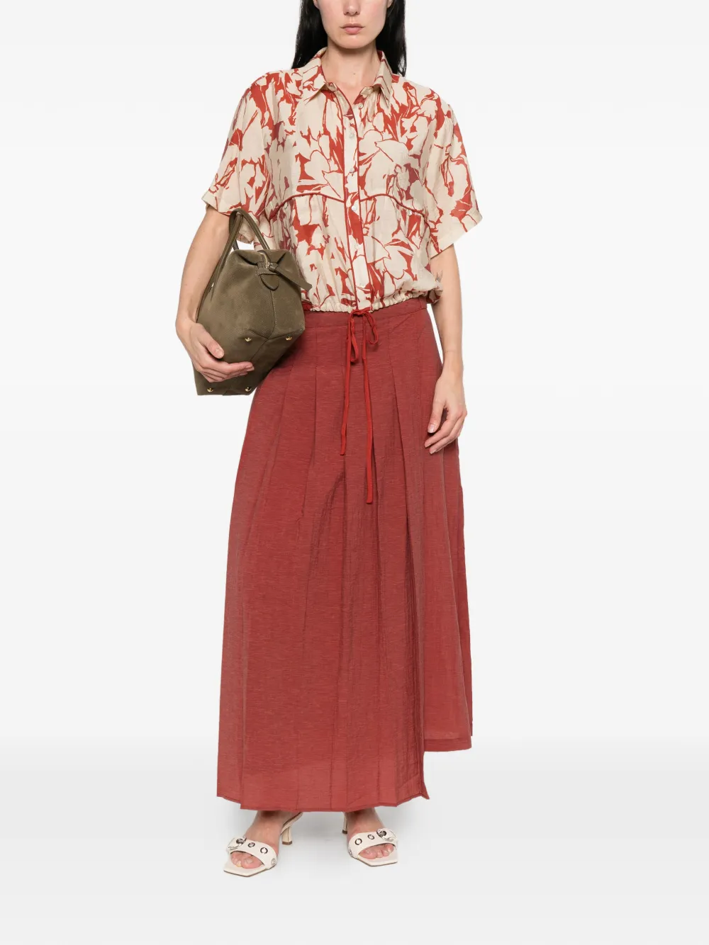  Yerse Floral-print Drawstring Shirt - Neutrals 