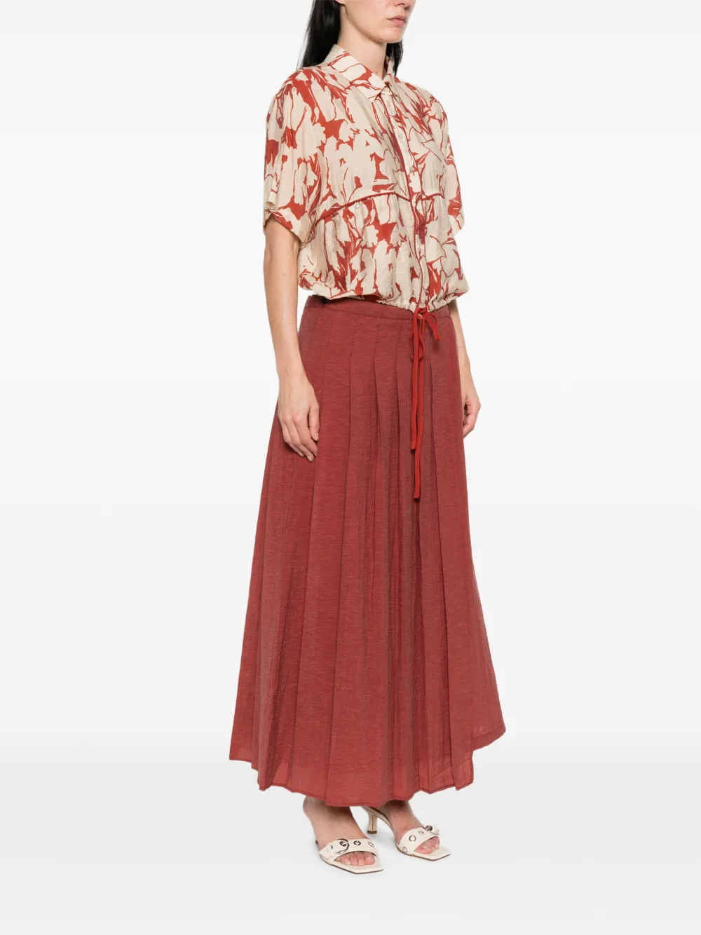  Yerse Floral-print Drawstring Shirt - Neutrals 