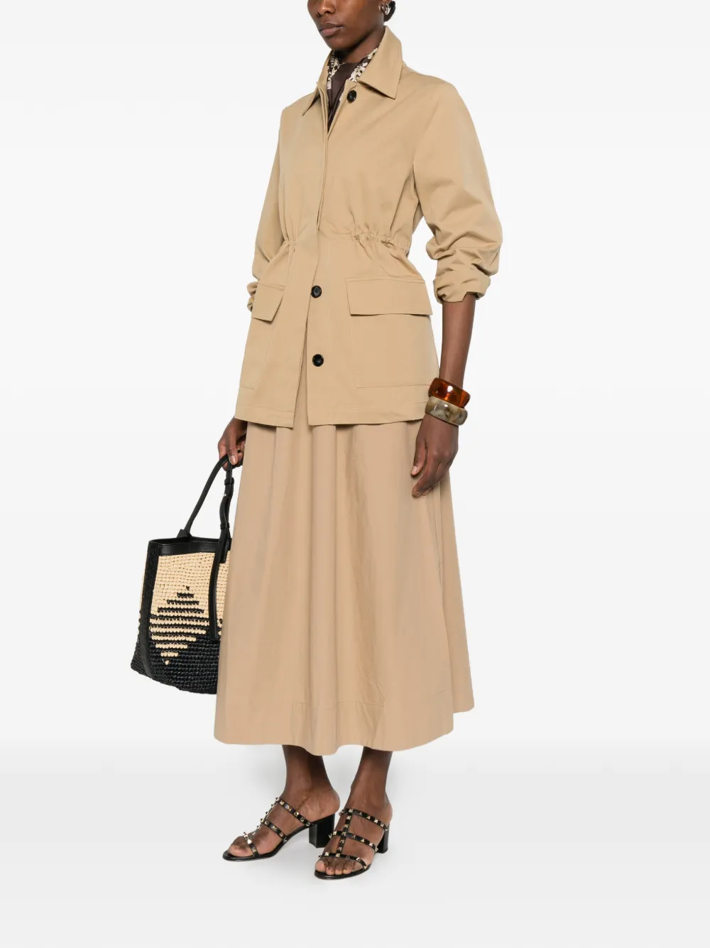  Yerse Elasticated-waistband Midi Skirt - Neutrals 