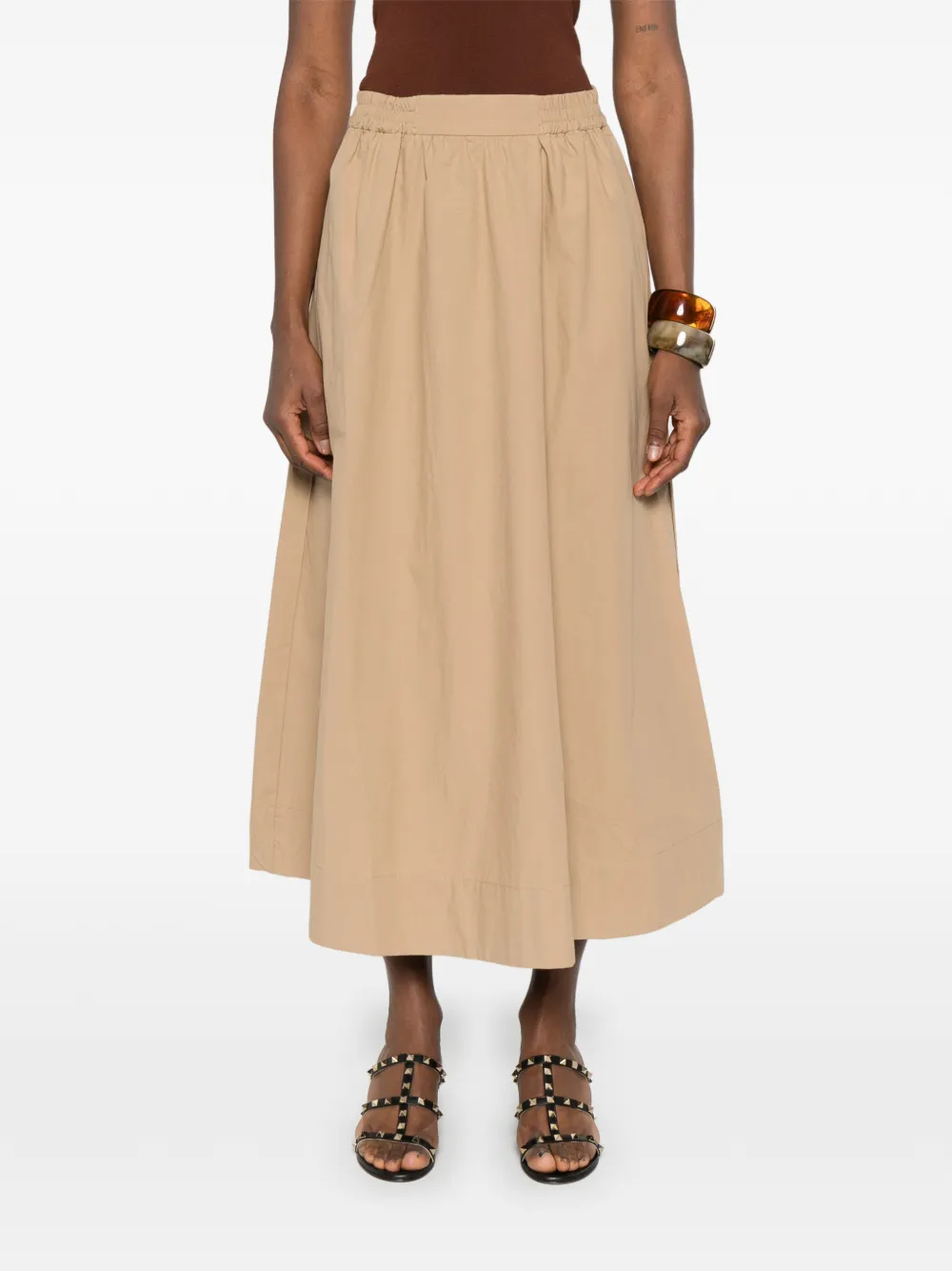  Yerse Elasticated-waistband Midi Skirt - Neutrals 