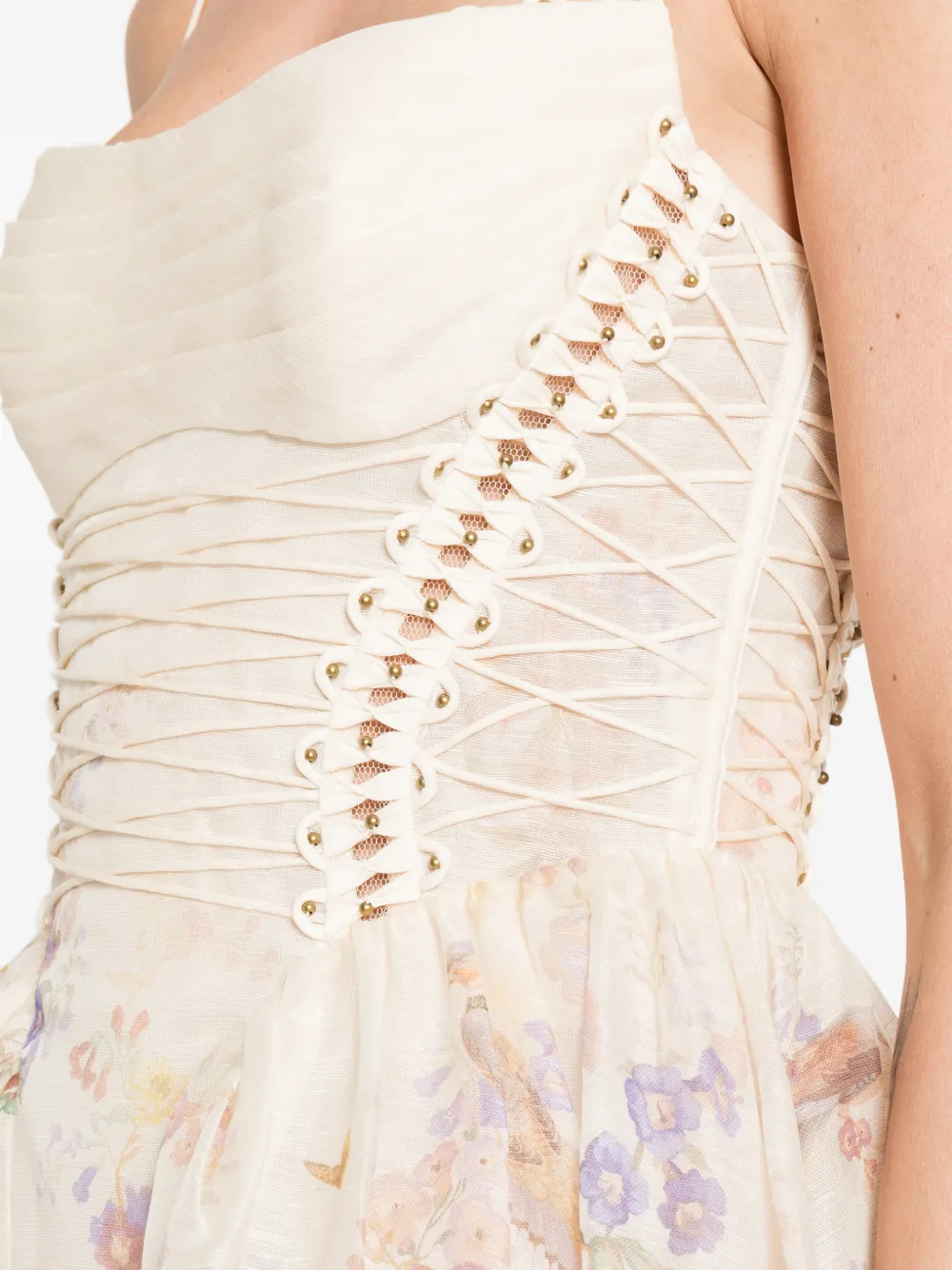 ZIMMERMANN Mini-jurk met bloemenprint Beige