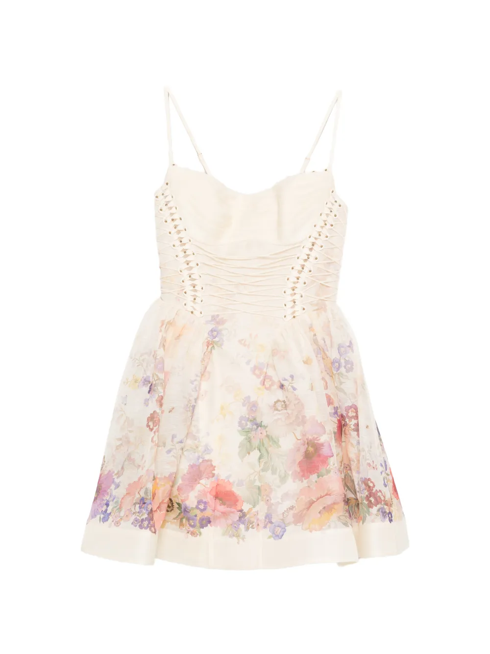 ZIMMERMANN floral corset mini dress - Nude