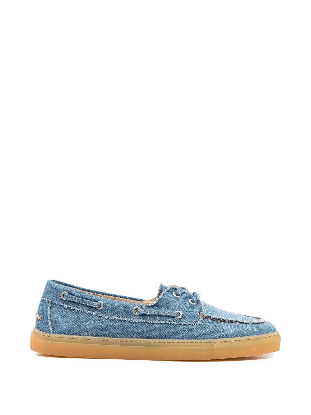 Copenhagen frayed lace-up boat shoes - Blu