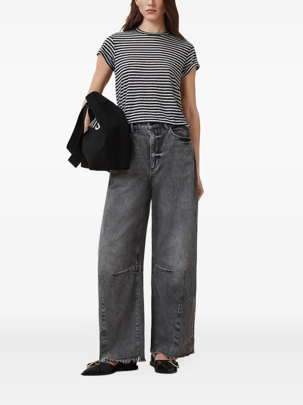 AllSaints Anna gestreept T-shirt met korte mouwen Zwart