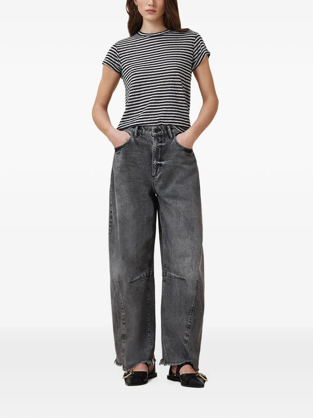 AllSaints Anna gestreept T-shirt met korte mouwen Zwart