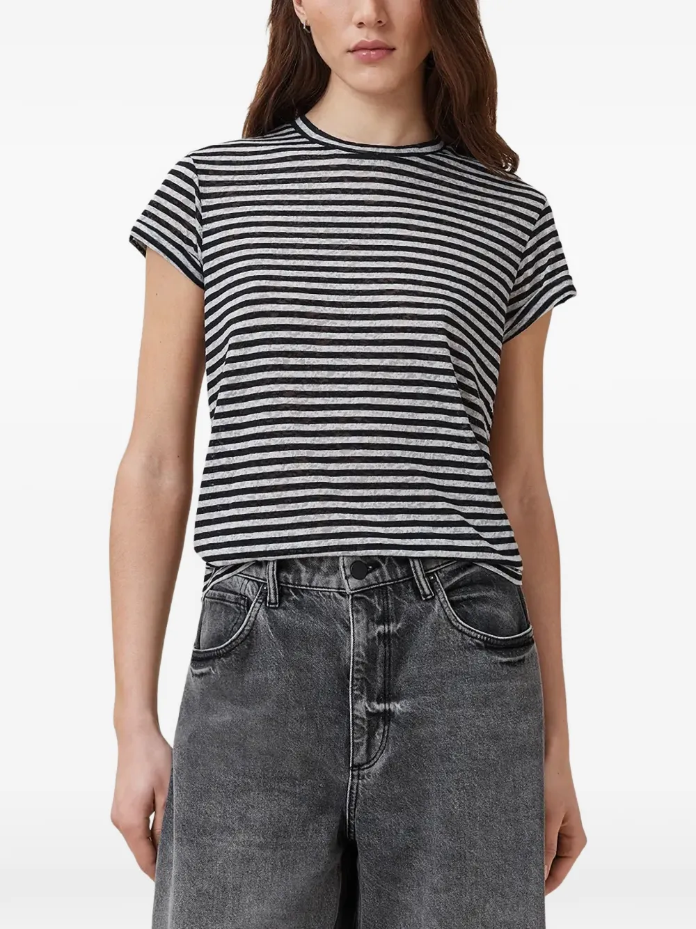 AllSaints Anna striped short-sleeve T-shirt - Schwarz