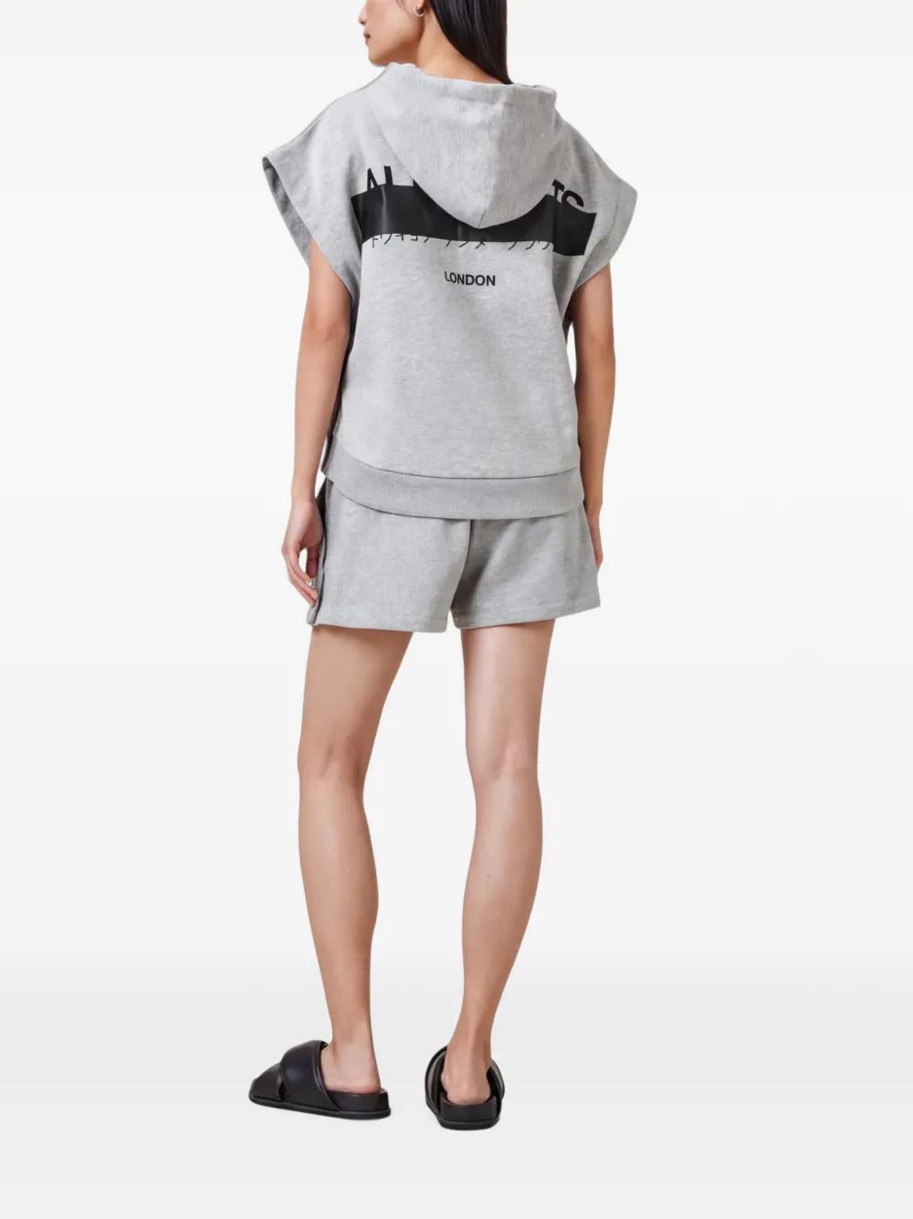 AllSaints Sorri Redact shorts met trekkoord Grijs