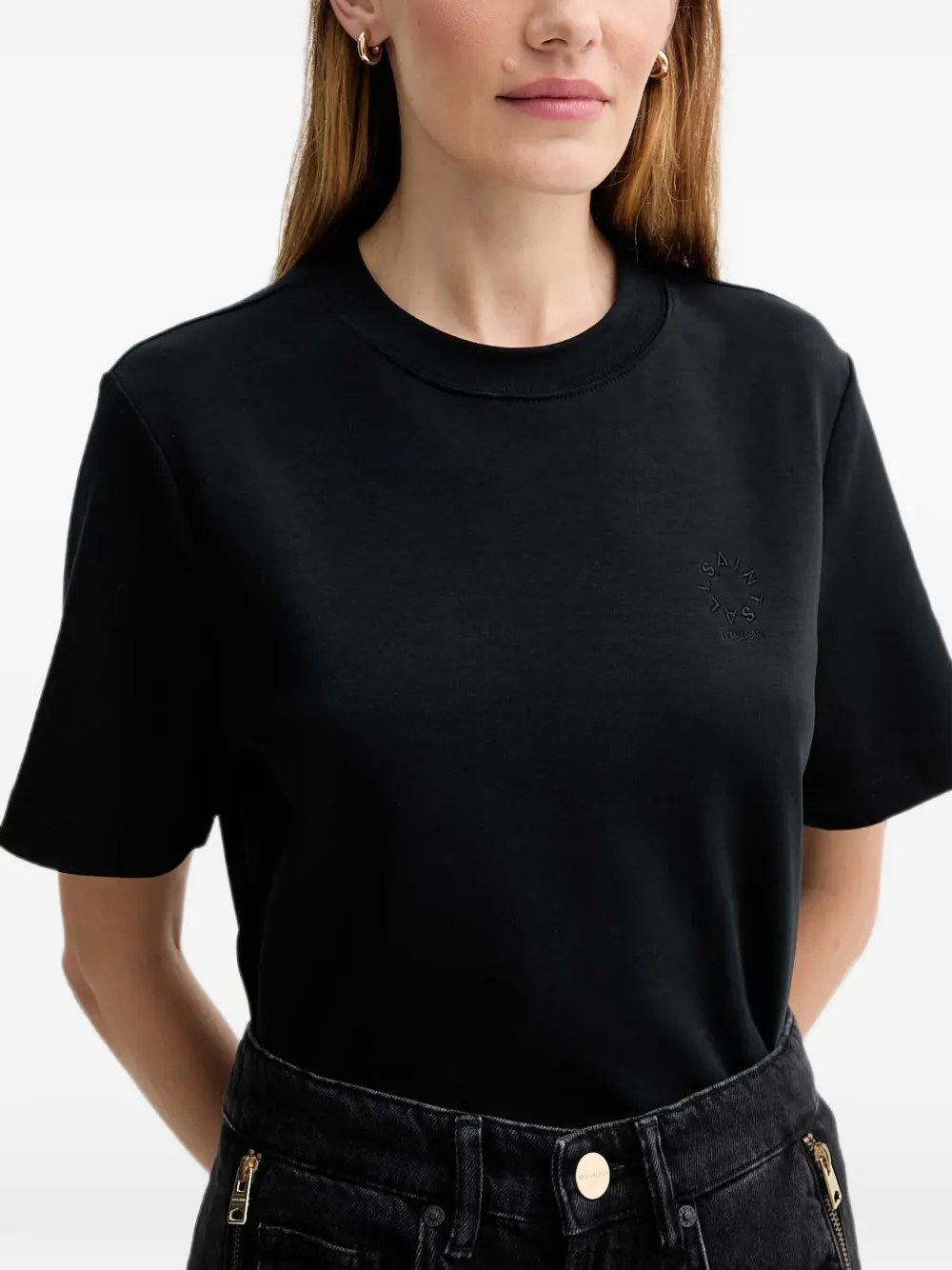 AllSaints circle-logo T-shirt Zwart