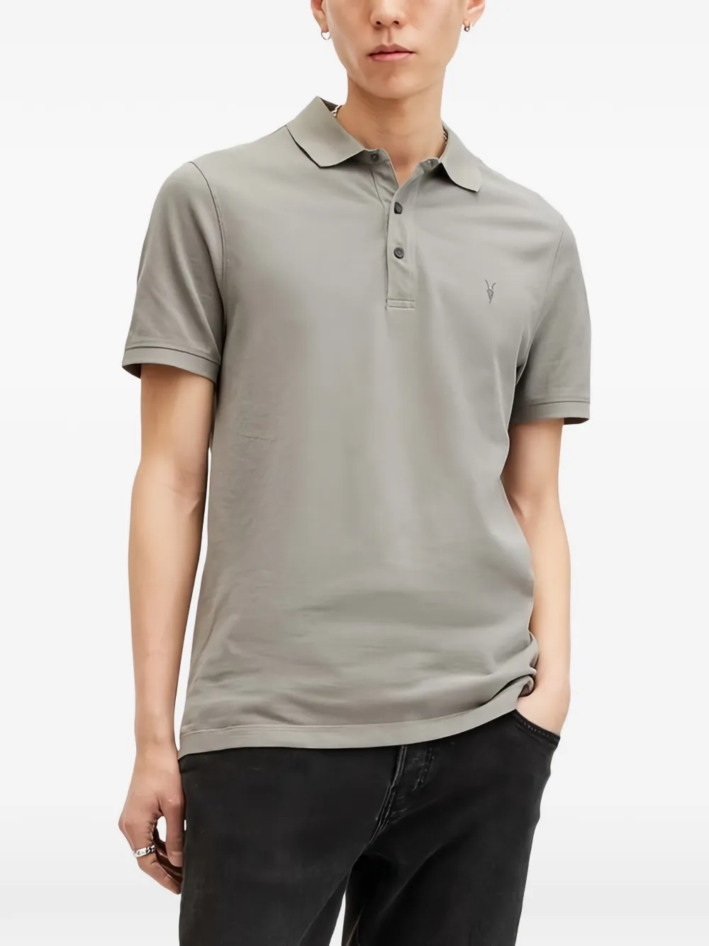 AllSaints 리폼 반소매 폴로 셔츠 | 그레이