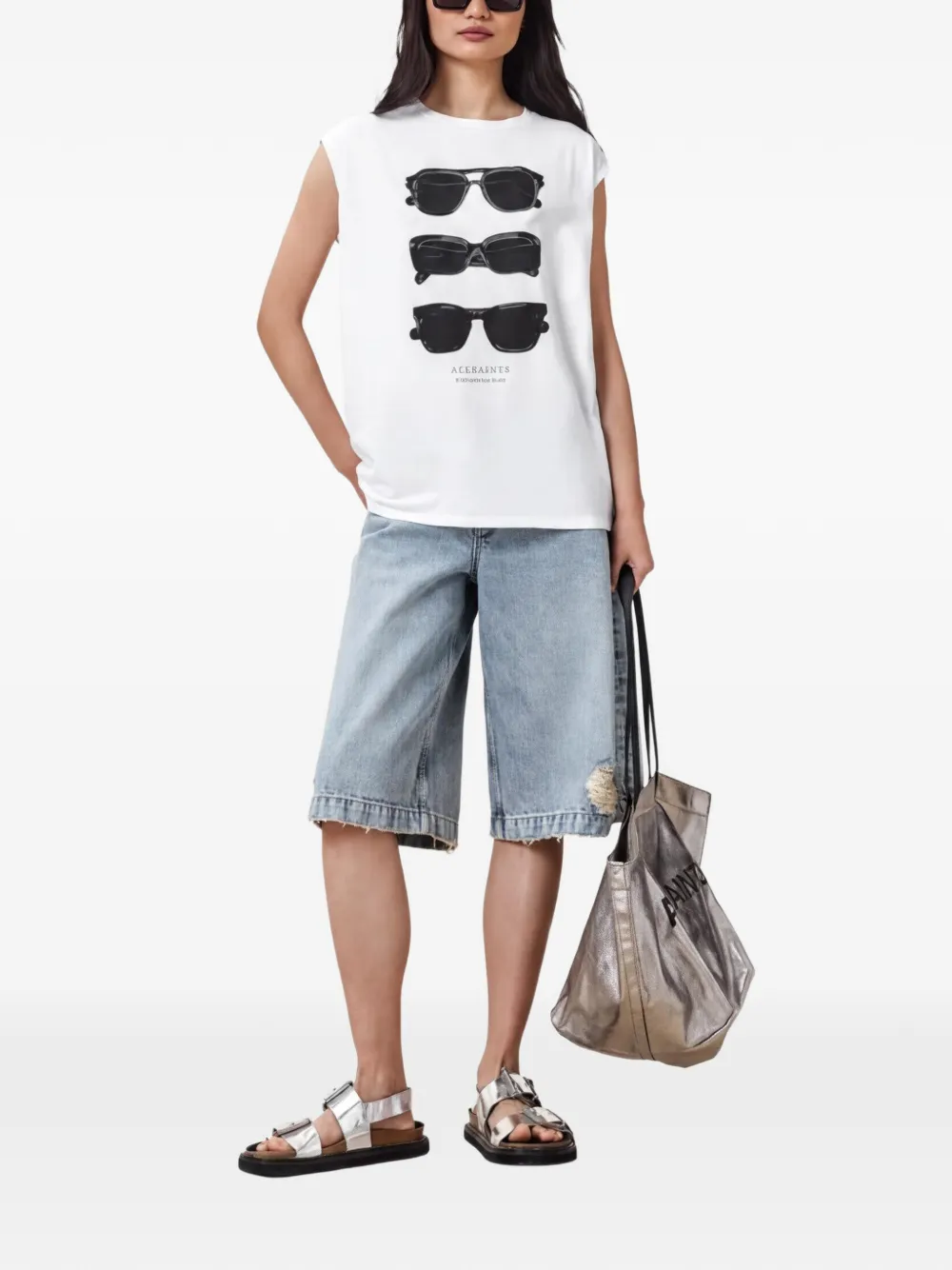 AllSaints Mouwloze top Wit