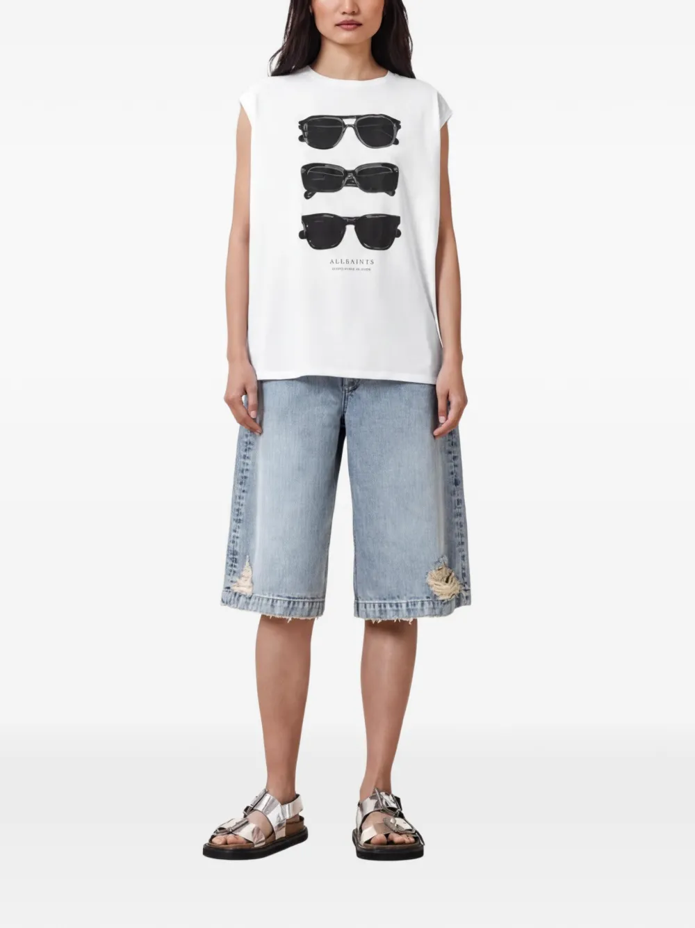 AllSaints Mouwloze top Wit