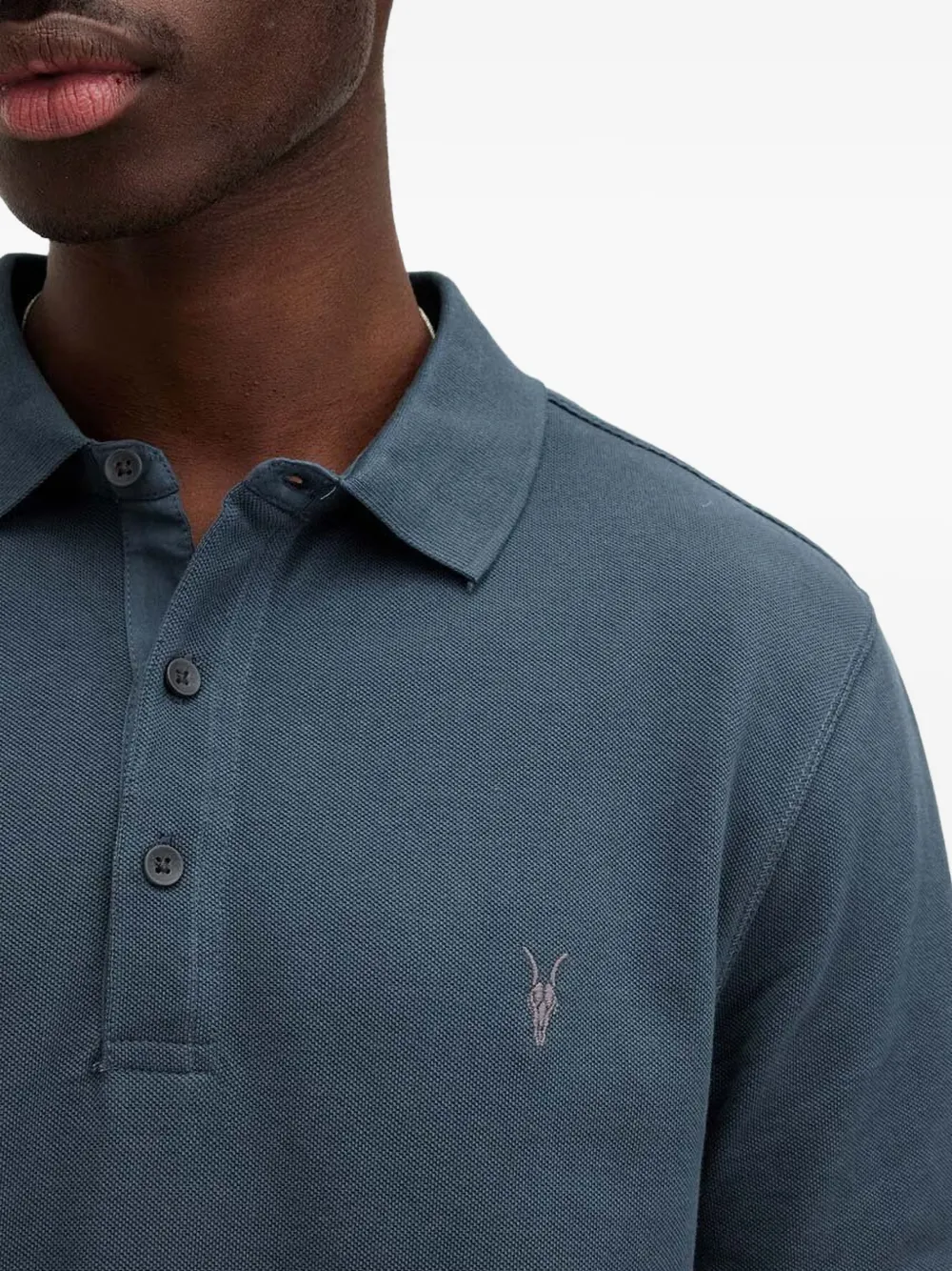 AllSaints Poloshirt met knopen Blauw